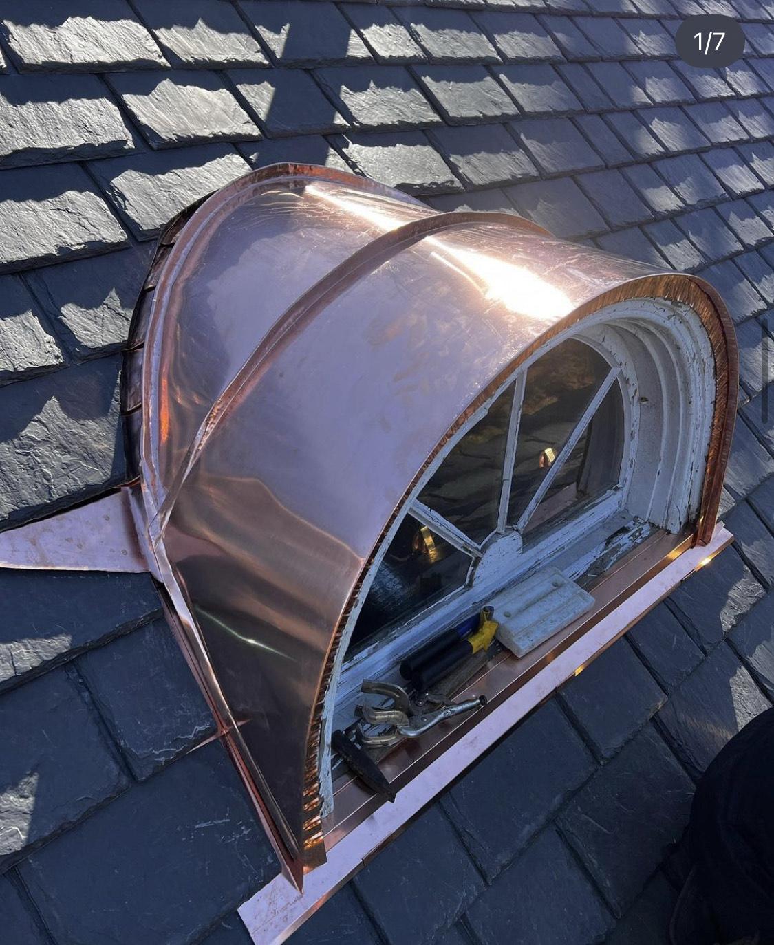 Copper roof capping